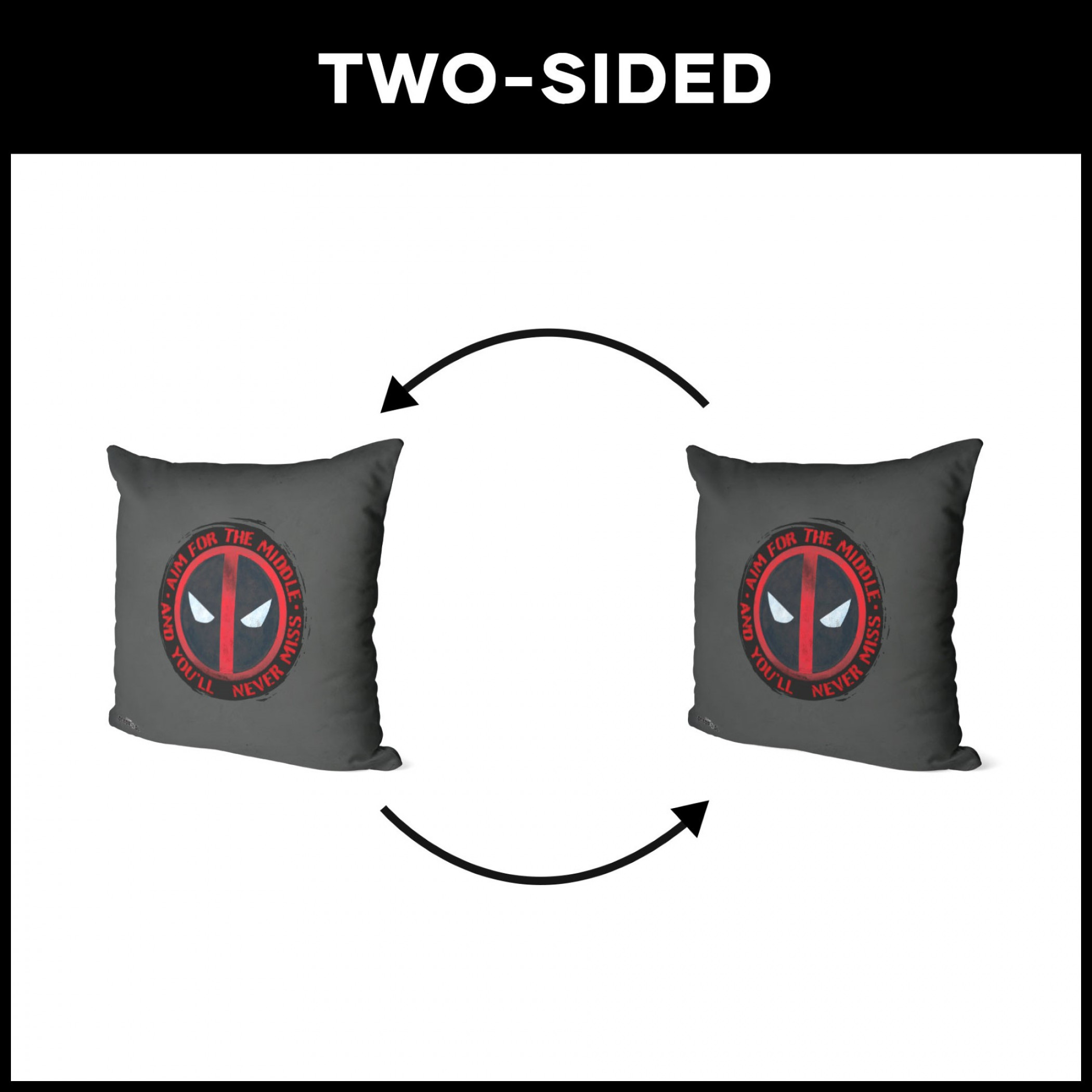 Deadpool Marvel Aim for the Middle Printed 18" Throw Pillow